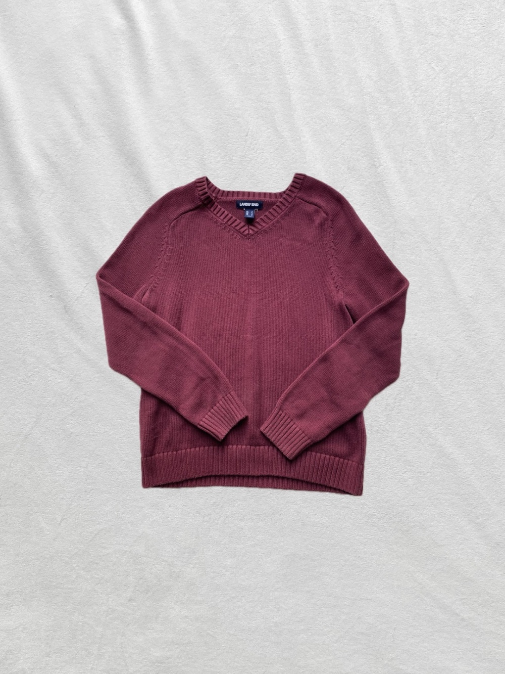 Lands' End Women's V‑Neck Sweater - Burgundy
